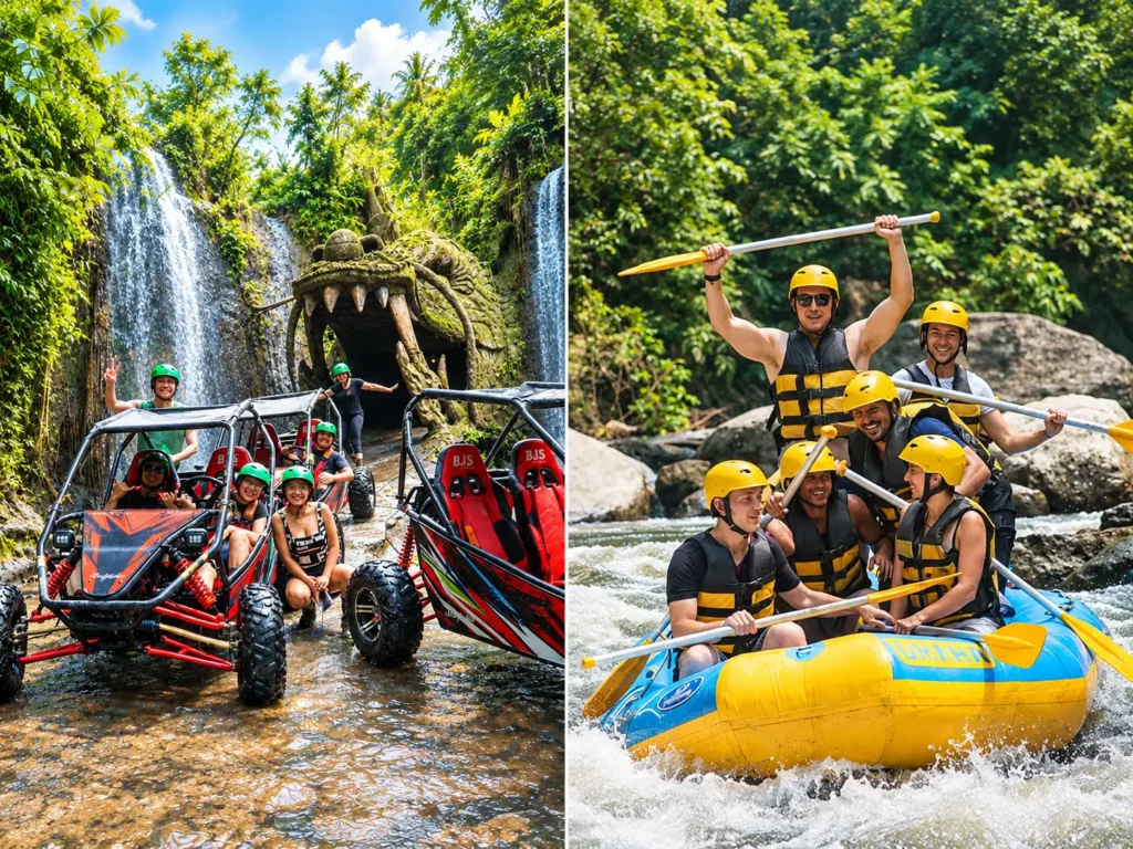 Bali buggy tour with Dragon Cave, waterfall stop and river tubing